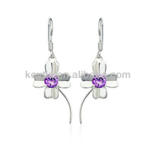 925 sterling sliver jewelry flower hook earring four leaf clover flower earrings